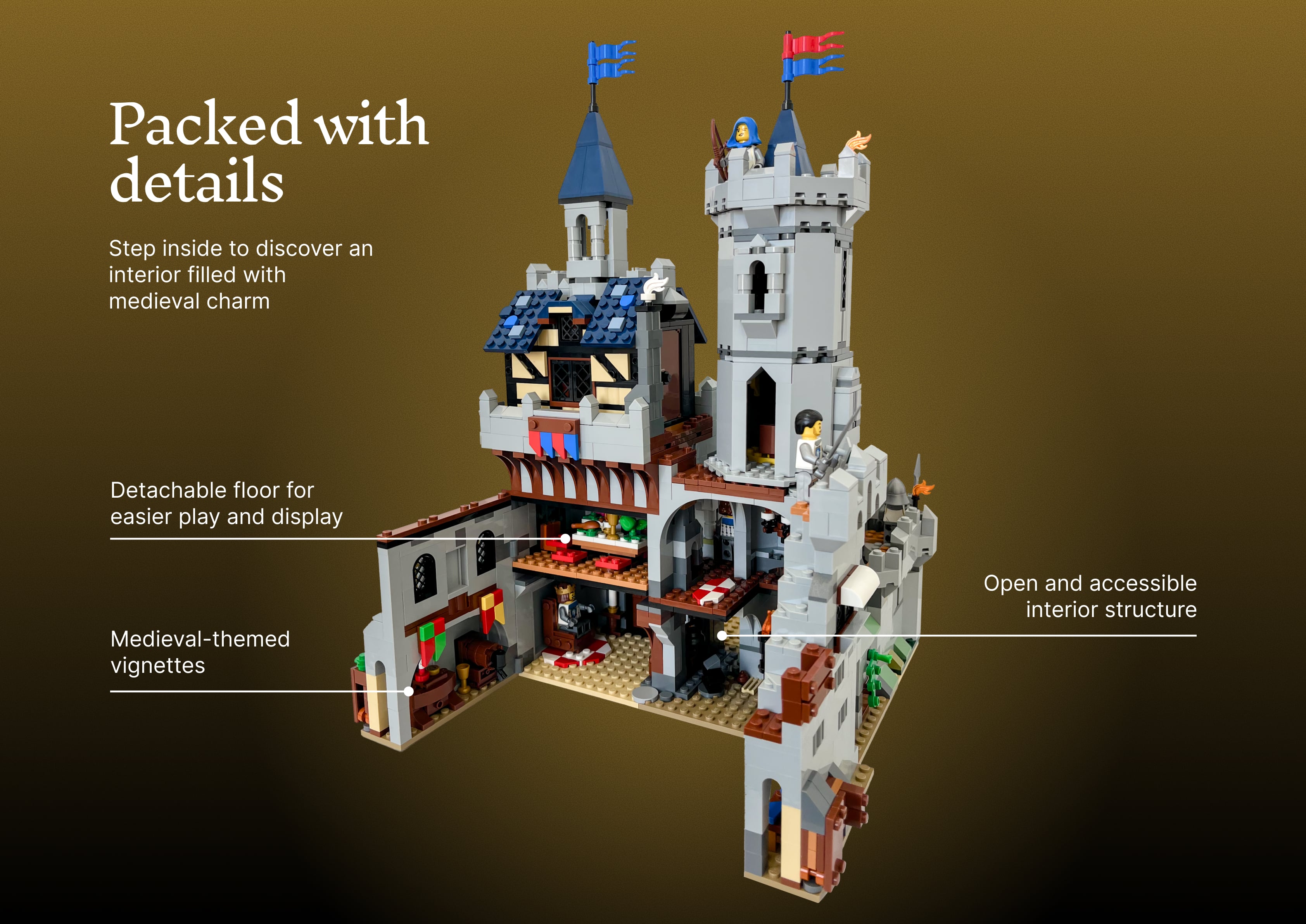Packed with  details. Step inside to discover an interior filled with medieval charm