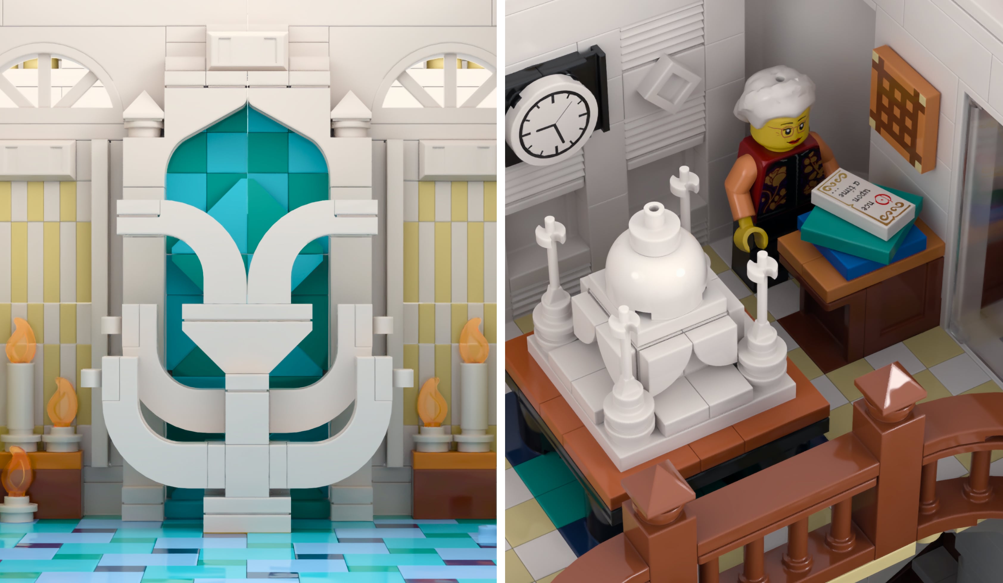 Interior details including an archives room with miniture Taj Mahal model on a table